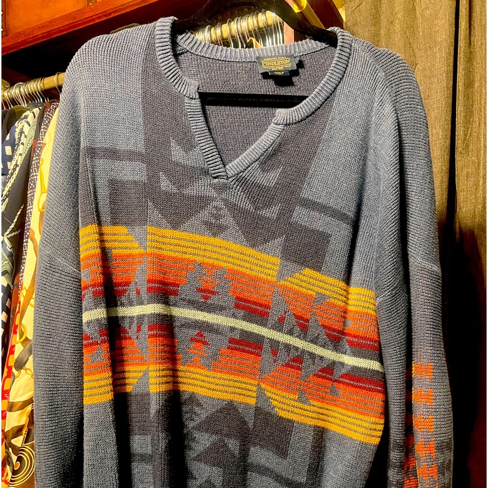 Pendleton ladies Aztec Sweater L. Purchased in Oregon at the Pendleton store.
